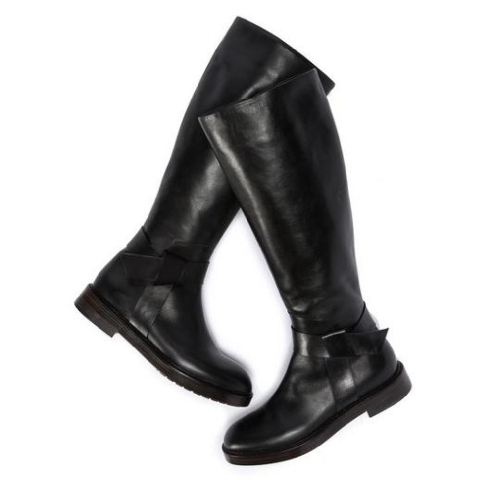 New "Falda" Black knee high boots